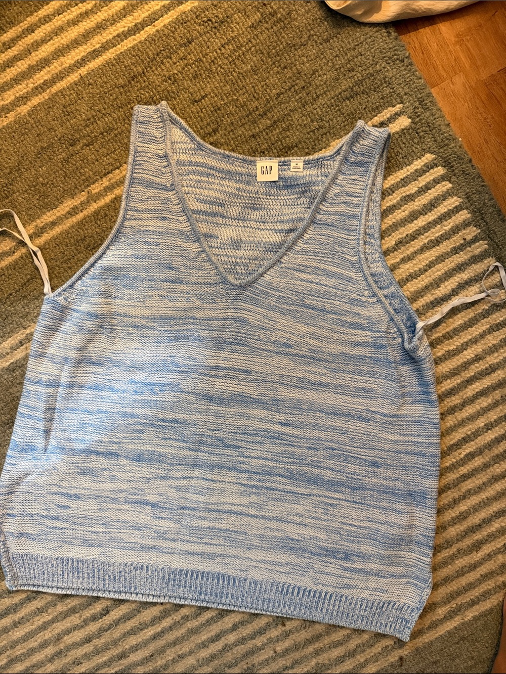 GAP Light Blue Marled V-Neck Sweater Vest